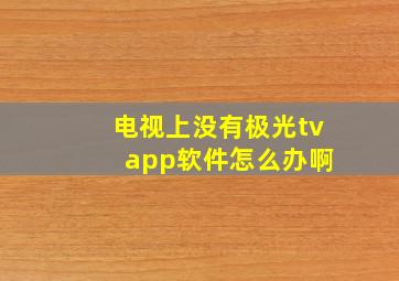 电视上没有极光tv app软件怎么办啊